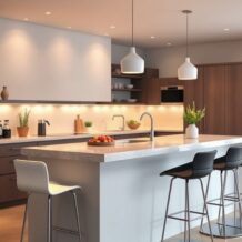 Wyspa kuchenna z hokerami jako funkcjonalny podział stref — praktyczne wskazówki i najczęstsze pułapki aranżacji